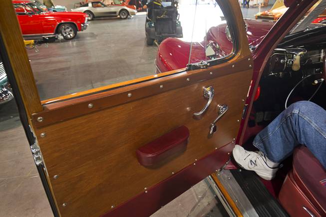 The wood interior is shown on a 1947 Chrysler Town & Country sedan during the second annual Mecum Auctions Las Vegas 2018 at the Las Vegas Convention Center Saturday, Nov. 17, 2018. The auction moved 1,000 vehicles across the auction block over three days.