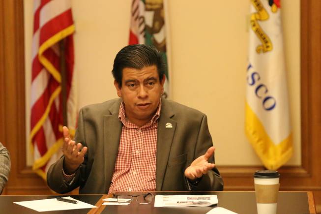 Isaac Barron, North Las Vegas councilman, questions San Francisco cannabis regulators on consumption lounge policy at San Francisco City Hall on Monday, Nov. 19, 2018. Barron was one of seven Nevada officials to make the daylong fact-finding trip in hopes of implementing marijuana consumption lounges, similar to those in San Francisco, in Nevada.