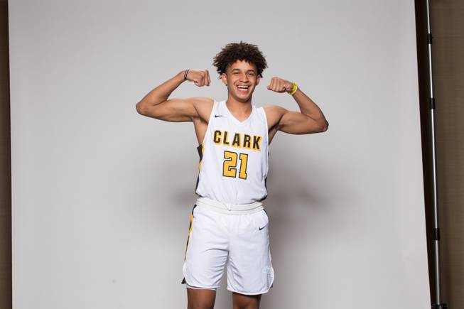 Jalen Hill of Clark High School takes a portrait during the Las Vegas Sun's Media Day at Red Rock Resort and Casino on Oct. 30, 2018.