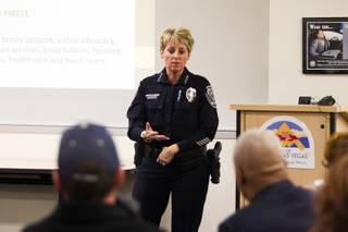 North Las Vegas Police Department Chief Pamela Ojeda answers an attendee's question during a community safety and awareness forum at the North Las Vegas City Hall, Tuesday, Dec. 4, 2018.