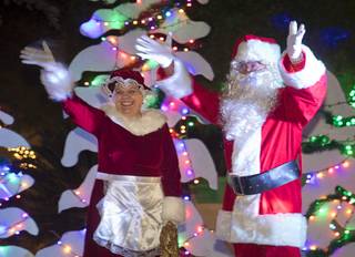Santa and Mrs. Claus arrive during the 12th annual Night of Lights at St. Jude's Ranch for Children in Boulder City Saturday, Dec. 8, 2018.