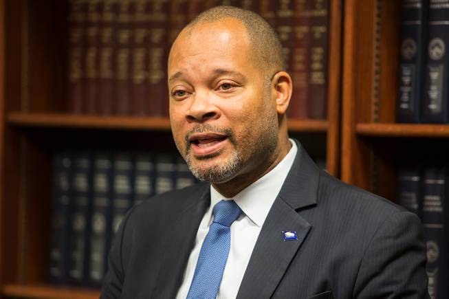 Nevada Attorney General-elect Aaron Ford speaks to the press regarding the upcoming transition of office from Adam Laxalt, Monday Dec. 17, 2018.