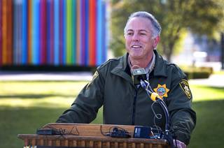 Sheriff Joe Lombardo responds to a question during a news conference at Symphony Park Thursday, Dec. 27, 2018. Lombardo and other officials discussed preparations for New Year's Eve celebrations in Las Vegas.