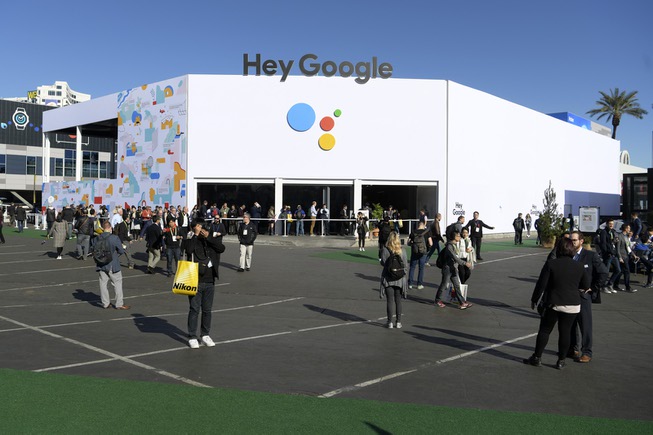 The Google pavilion is seen in the Gold Lot during ...