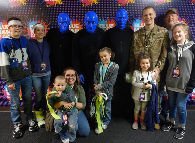 The Summers family with the Blue Man Group.