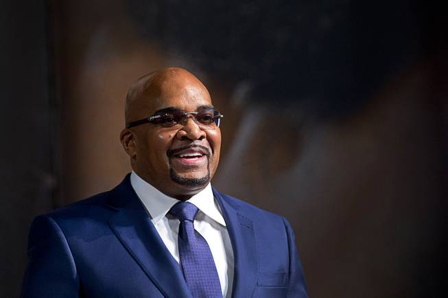 Leonard Ellerbe, CEO of Mayweather Promotions, is shown before a news conference at the MGM Grand Wednesday, Jan. 16, 2019.
