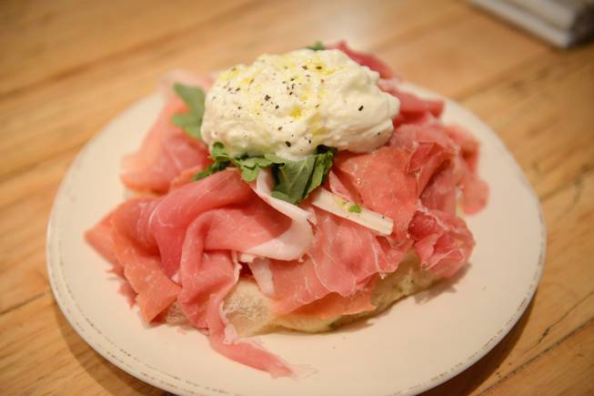 Prosciutto with burrata and fried sage dough.