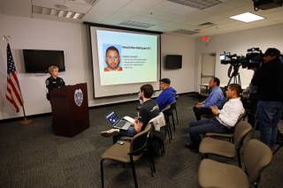 North Las Vegas Police Chief Pamela Ojeda briefs reporters on Monday's officer-involved shooting during a news conference at the North Las Vegas Detective Bureau Thursday, Jan. 24, 2019.