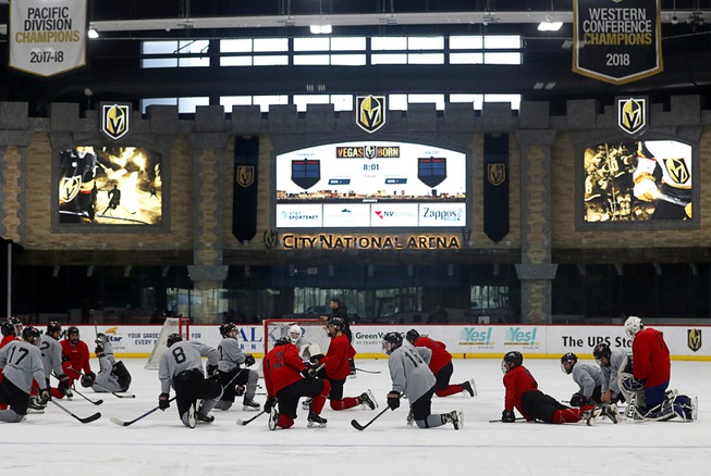 The UNLV hockey team practices at City National Arena in ...