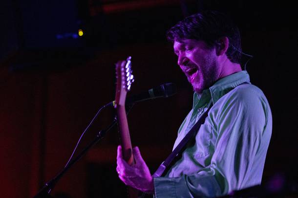 Frontman Tim Kasher of Cursive performs during their show at the Bunkhouse Monday, Feb. 4, 2019.