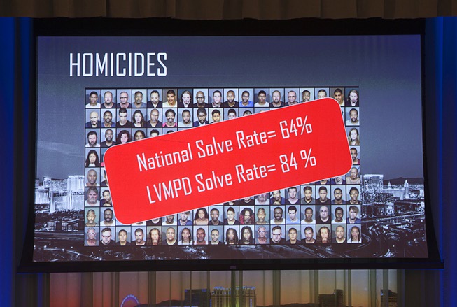 A slide displays the Las Vegas Metro Police Department homicide ...