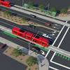 A rendering of a proposed light rail system along Maryland Parkway.