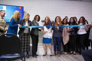 Sen. Catherine Cortez Masto (D-NV) cuts a ribbon for the opening of the new Rape Crisis Center Tuesday, Feb. 19, 2019.