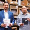 Billy Thompson, left, and Randy Choi display the Thompson Tee, a patented undershirt that prevents armpit stains.