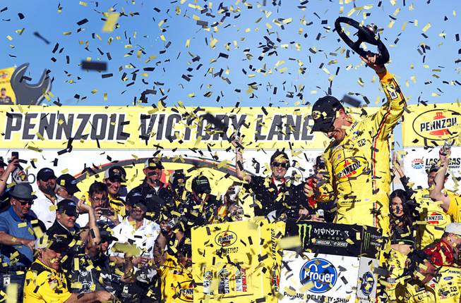 Joey Logano wins the Pennzoil 400 NASCAR Race
