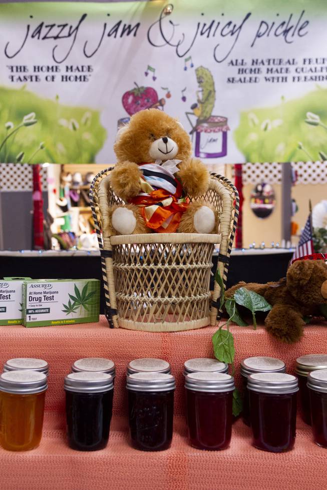 Honey sits on display at the Jazzy Jam & Juicy Pickle booth at Fantastic Indoor Swap Meet Sunday, Feb. 17, 2019.