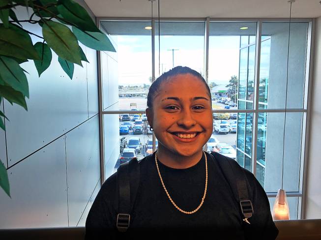 Las Vegas High School junior Shaelyn Eguchi-Fernandez, 16, attends a UNLV event to help Hispanic students learn about resources on campus, Friday, March 8, 2019.
