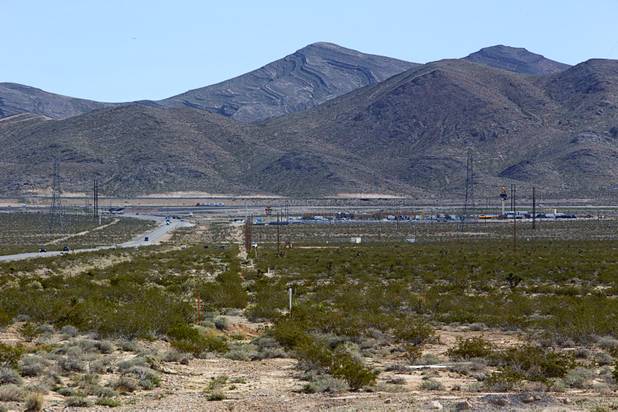 A 2016 photo shows land along U.S. 93 looking east toward Interstate 15. Stericycle, a medical waste company, has plans to construct a facility in the Apex Industrial Park. Land on the right of U.S. 93 is part of Apex.