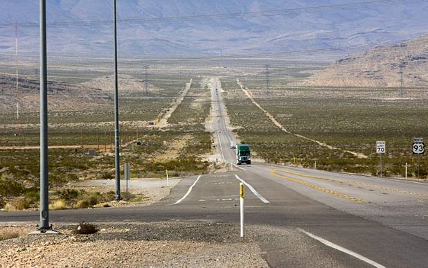 A 2016 file photo shows a view looking west on Highway 93 from Interstate 15. Stericycle, an medical waste company, plans to construct a facility on parcel in the Apex Industrial Park. Land to the left of the highway is part of the Apex Industrial Park.