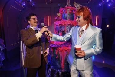 Spiegelworld founder Ross Mollison was dressed like David Bowie from the “Life on Mars?” video, and producer Howie M. Howie was in a VIP room before the show taking a bath, sudsing himself with a loofah before a room full of Vegas socialites.