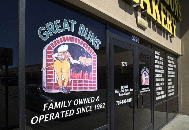 The retail entrance at Great Buns Bakery, 3270 E. Tropicana Ave., Thursday, March 14, 2019. The family-owned bakery has been operating in Las Vegas since 1982.