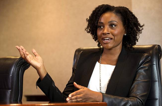 Naomi Granger responds to a question during an interview at the Las Vegas Sun offices in Henderson Wednesday, March 20, 2019. Granger, a former corporate accountant, is the co-founder and COO of Dope CFO, a company that teaches accountants how to cater to the cannabis industry.