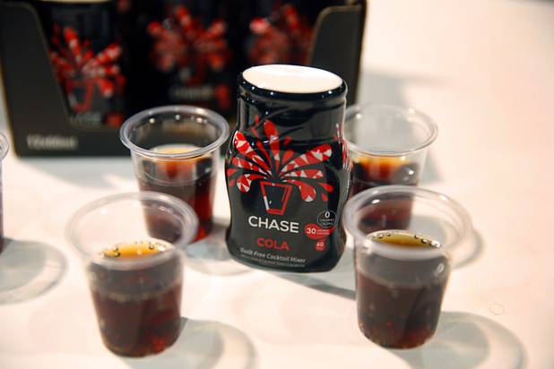 A Chase cocktail mixer is displayed during the Nightclub & Bar Convention and Trade Show at the Las Vegas Convention Center Tuesday, March 26, 2019. The zero-calorie, all natural mixer contain's 90 vitamins, said company CEO Chris Harper.