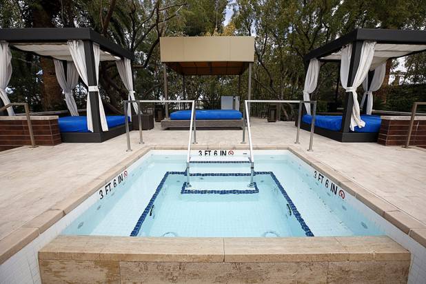 A hot tub is shown in the DayDream Pool Club at the M Resort in Henderson Thursday, March 28, 2019. The hotel-casino is celebrating it's 10th anniversary this month.