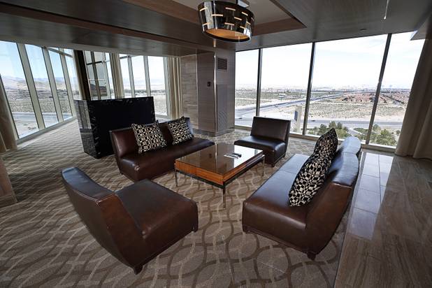 The living room of a Loft Suite is shown at the M Resort in Henderson Thursday, March 28, 2019. The hotel-casino is celebrating it's 10th anniversary this month.