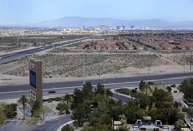 A view looking southbound from a Loft Suite at the M Resort in Henderson Thursday, March 28, 2019. The hotel-casino is celebrating it's 10th anniversary this month.
