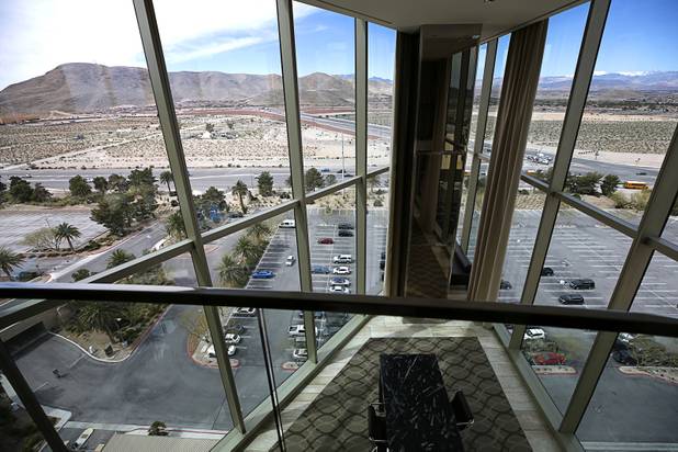 A view from the second level of a Loft Suite at the M Resort in Henderson Thursday, March 28, 2019. The hotel-casino is celebrating it's 10th anniversary this month.
