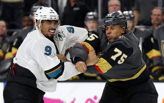 Vegas Golden Knights right wing Ryan Reaves (75) and San ...