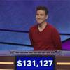 This file image made from video shows "Jeopardy!" contestant James Holzhauer on an episode that aired on April 17, 2019. On his 14th appearance Tuesday, April 23, 2019, Holzhauer eclipsed the $1 million mark in winnings.