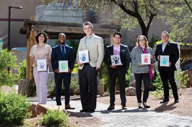 From left: Athena Eliades, Caleb Green, Michael Kagan, David Chavez, Martha Arellano and Homero Gonzalez of the UNLV Immigration Clinic. 