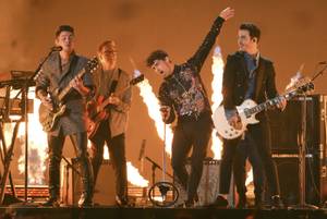 The Jonas Brothers perform at the Billboard Music Awards on May 1, 2019 at MGM Grand Garden Arena.