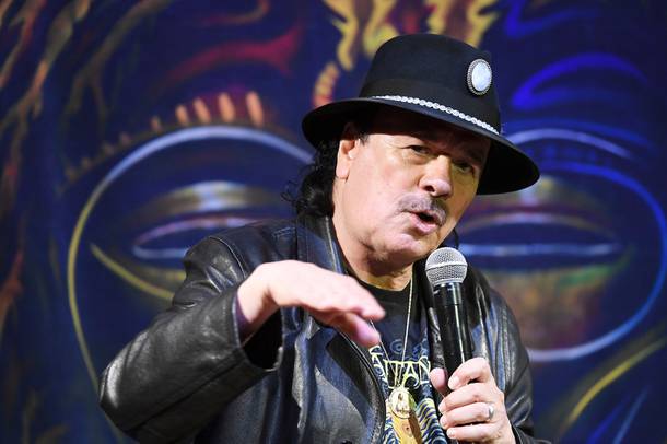 Carlos Santana speaks during a press conference at the House of Blues in Mandalay Bay on May 14, 2019.