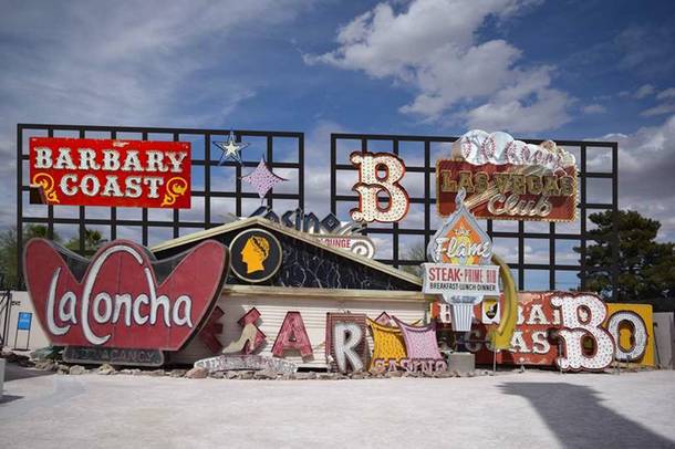 This Neon Museum Neon2020 expansion rendering shows a mock-up for an expanded boneyard grid wall.