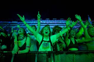Fans scream during Deadmau5's set on night one of the Electric Daisy Carnival Friday, May 17, 2019.