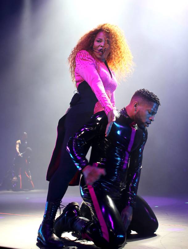 Janet Jackson (L) performs onstage during the opening night of her Metamorphosis - The Las Vegas Residency at Park Theater at Park MGM on May 17, 2019 in Las Vegas, Nevada. (Photo by Farrenton Grigsby/Getty Images for JJ)