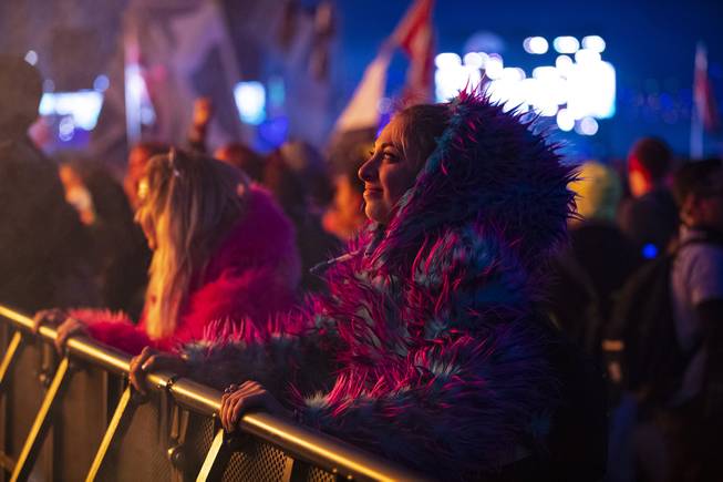 A festival-goer watches Dirtyphonics perform during night three of the Electric Daisy Carnival at the Las Vegas Motor Speedway Monday, May 20, 2019.