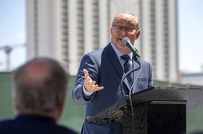Myron Martin, president and CEO of the Smith Center for the Performing Arts, during a groundbreaking ceremony for Auric, a luxury, mid-rise apartment complex by Southern Land Company (SLC), at Symphony Park in downtown Las Vegas, May 21, 2019. The complex will be built on six acres of vacant land north of the Smith Center for the Performing Arts.
