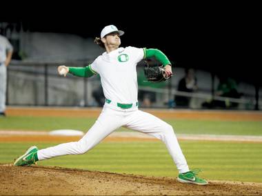 Ryne Nelson, a Basic Academy graduate, struck out 104 batters in 65 innings this year for Oregon.