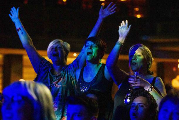 Attendees cheer during Brandon Flowers performance at the Emerge Festival at the Hard Rock Hotel Friday, May 31, 2019.