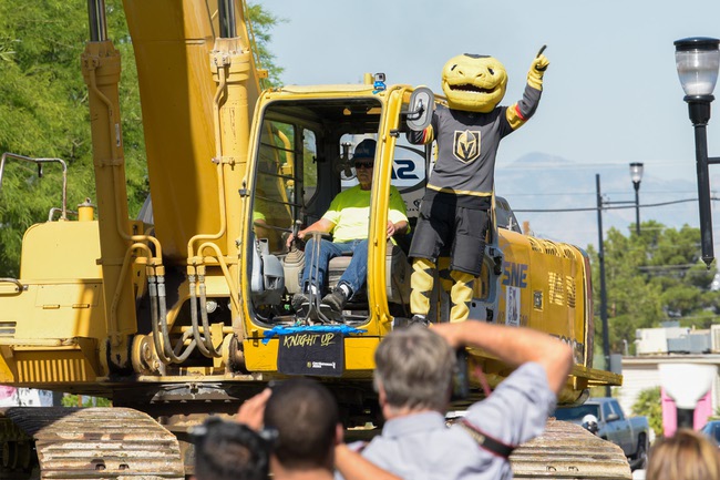 Chance arrives to the future site of the Vegas Golden Knights Henderson ice hockey facitity during their 