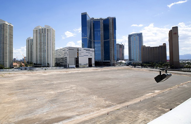 The Drew Las Vegas, center, an unfinished resort and casino ...