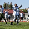Kimon Tiffith, 10, does jumping jacks during a football camp at Canyon Springs High School Saturday, June 8, 2019. 