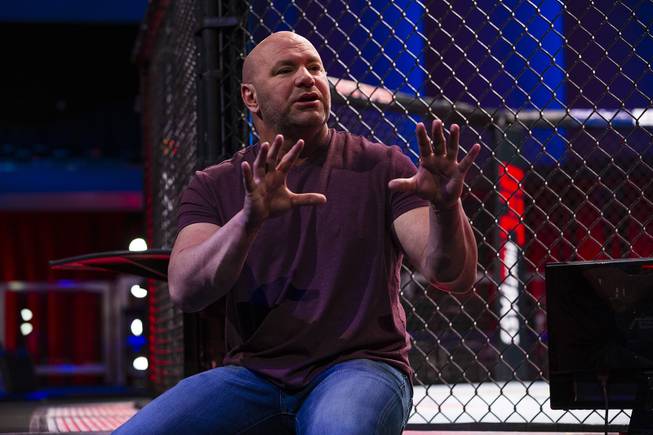UFC president Dana White speaks to members of the media during a tour of the new UFC Apex facility Monday, June 17, 2019.