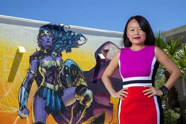 Elena Ledoux, CEO of Superb Maids and "chief mommy" for MommyGO energy shots, poses outside her company's offices on South Jones Boulevard Wednesday, June 19, 2019.