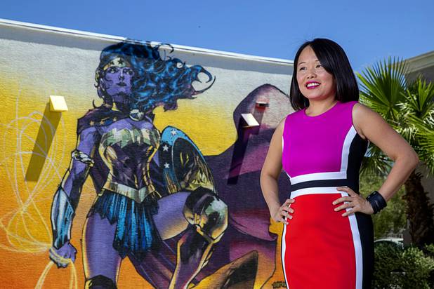 Elena Ledoux, CEO of Superb Maids and "chief mommy" for MommyGO energy shots, poses outside her company's offices on South Jones Boulevard Wednesday, June 19, 2019.