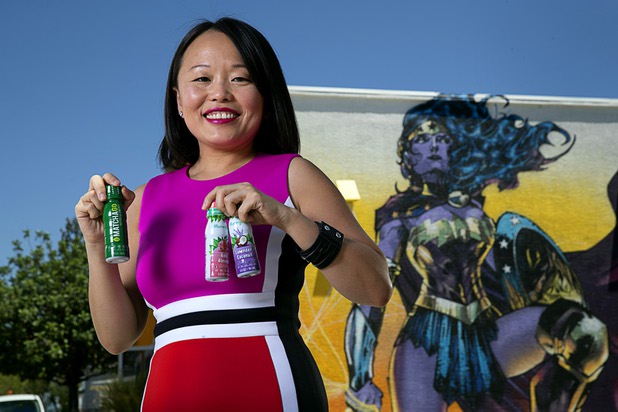Elena Ledoux, CEO of Superb Maids and "chief mommy" for MommyGO energy shots, poses with energy shots outside her company's offices on South Jones Boulevard Wednesday, June 19, 2019.